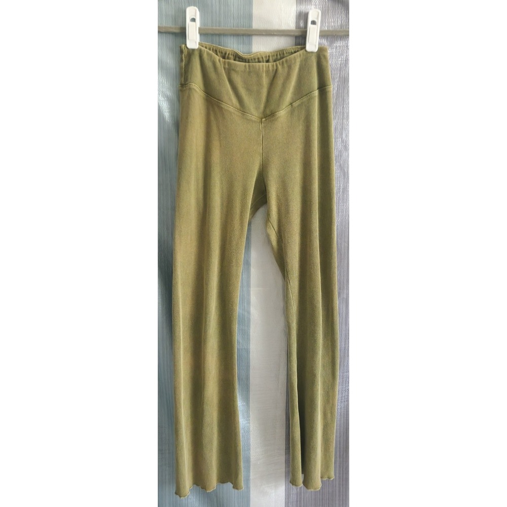 FP Movement Womens Olive Green Ribbed Flare Leggings High Rise S Athleisure Yoga